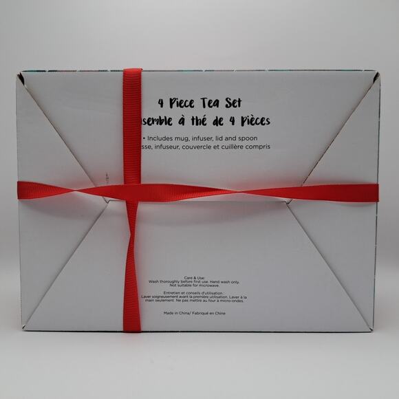 NEW Coco Lola Christmas Tea Set Gift Box Mug Infuser Lid Spoon (4-pc) Plaid Tree - Picture 6 of 11